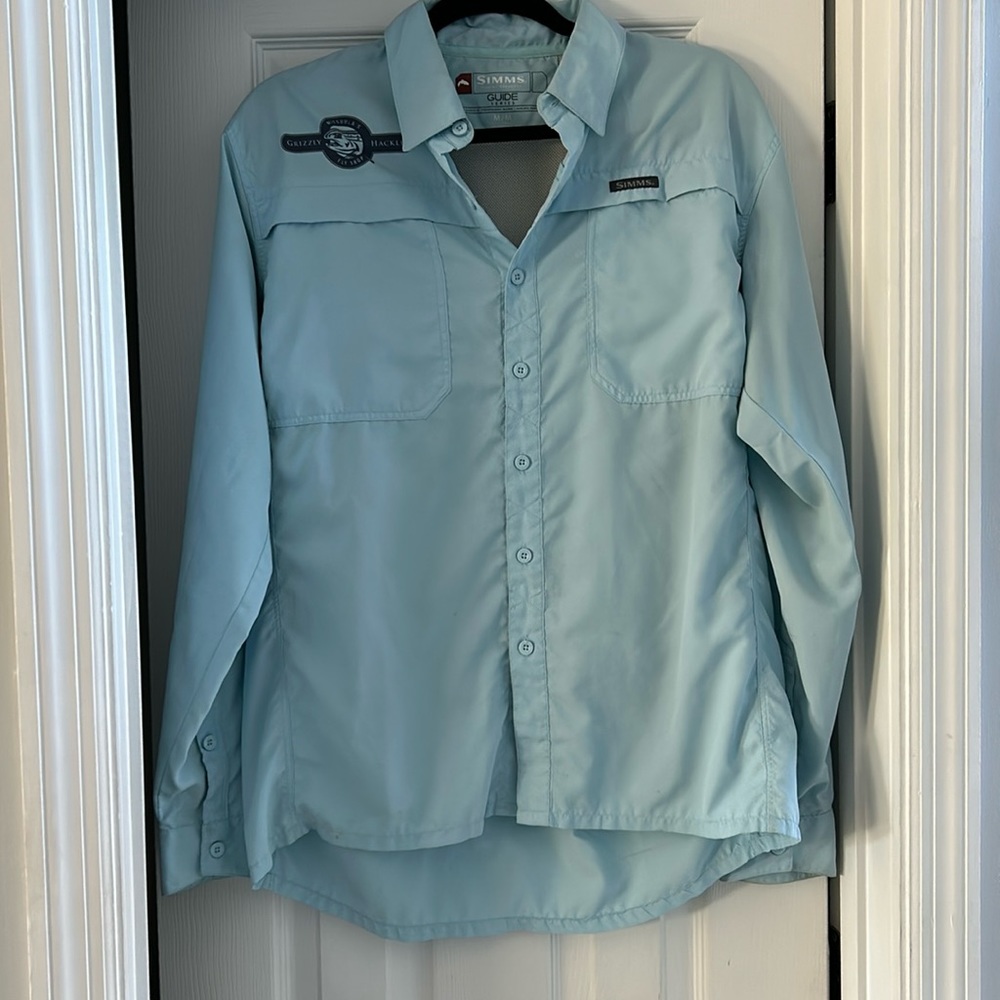 SIMMS guide series light blue button down shirt